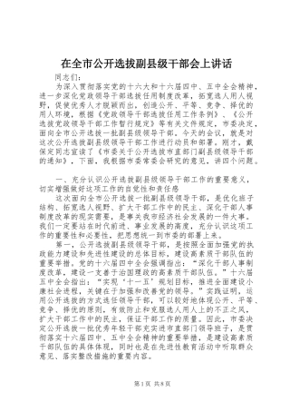 在全市公开选拔副县级干部会上讲话发言