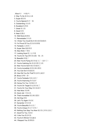 美国老师表扬学生的100句话