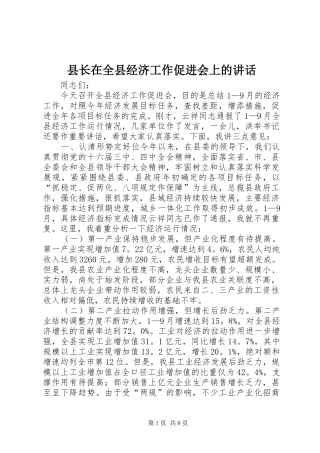 县长在全县经济工作促进会上的讲话发言_1