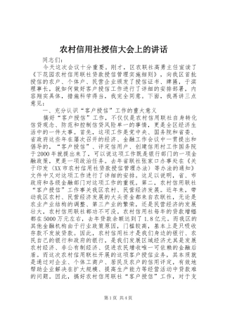 农村信用社授信大会上的讲话发言