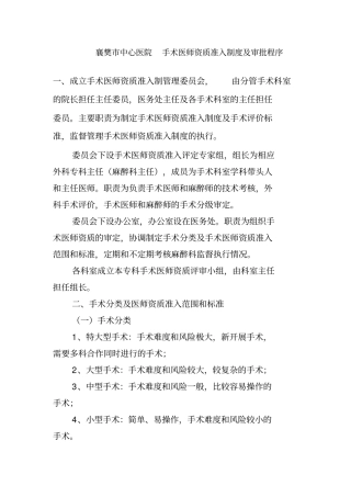 手术医师资质准入制度及审批程序