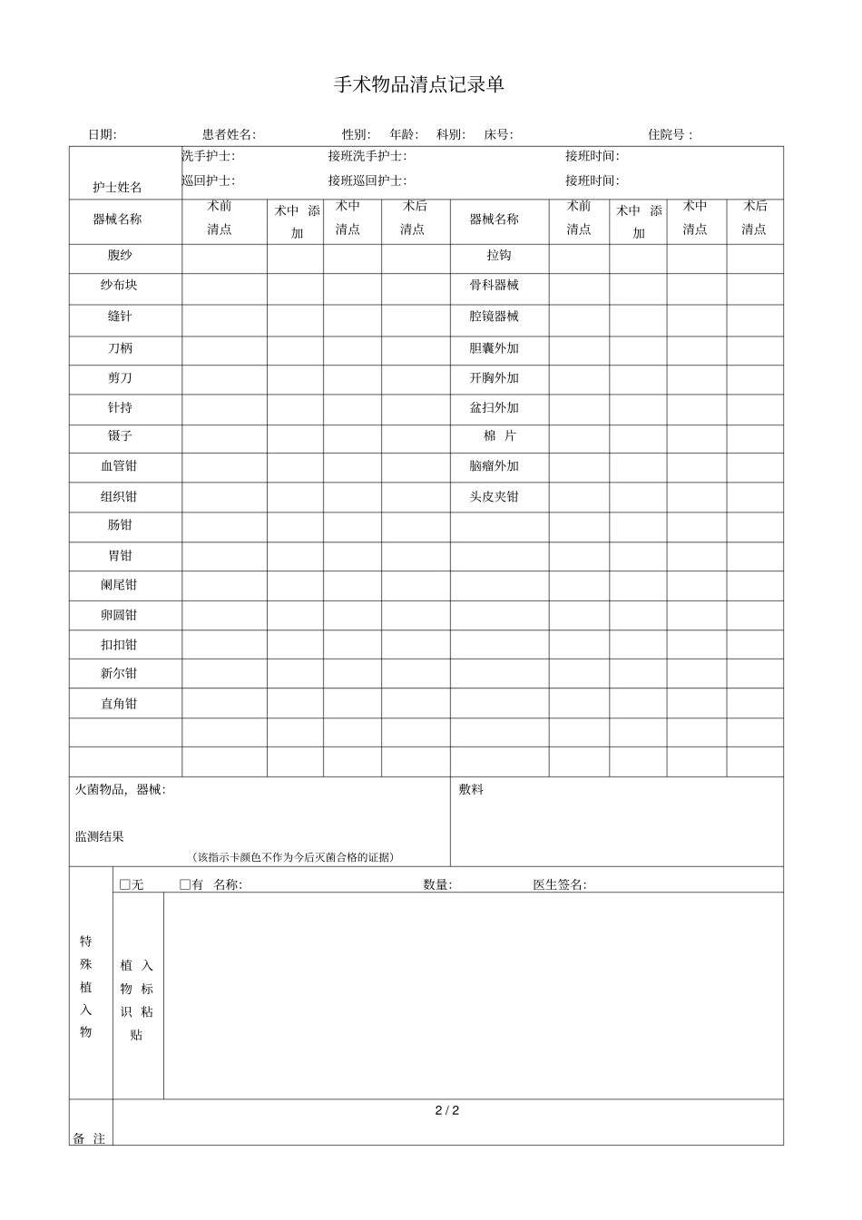手术护理记录单_第2页