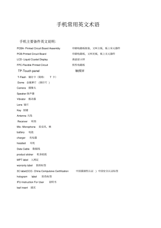 手机常用英文术语