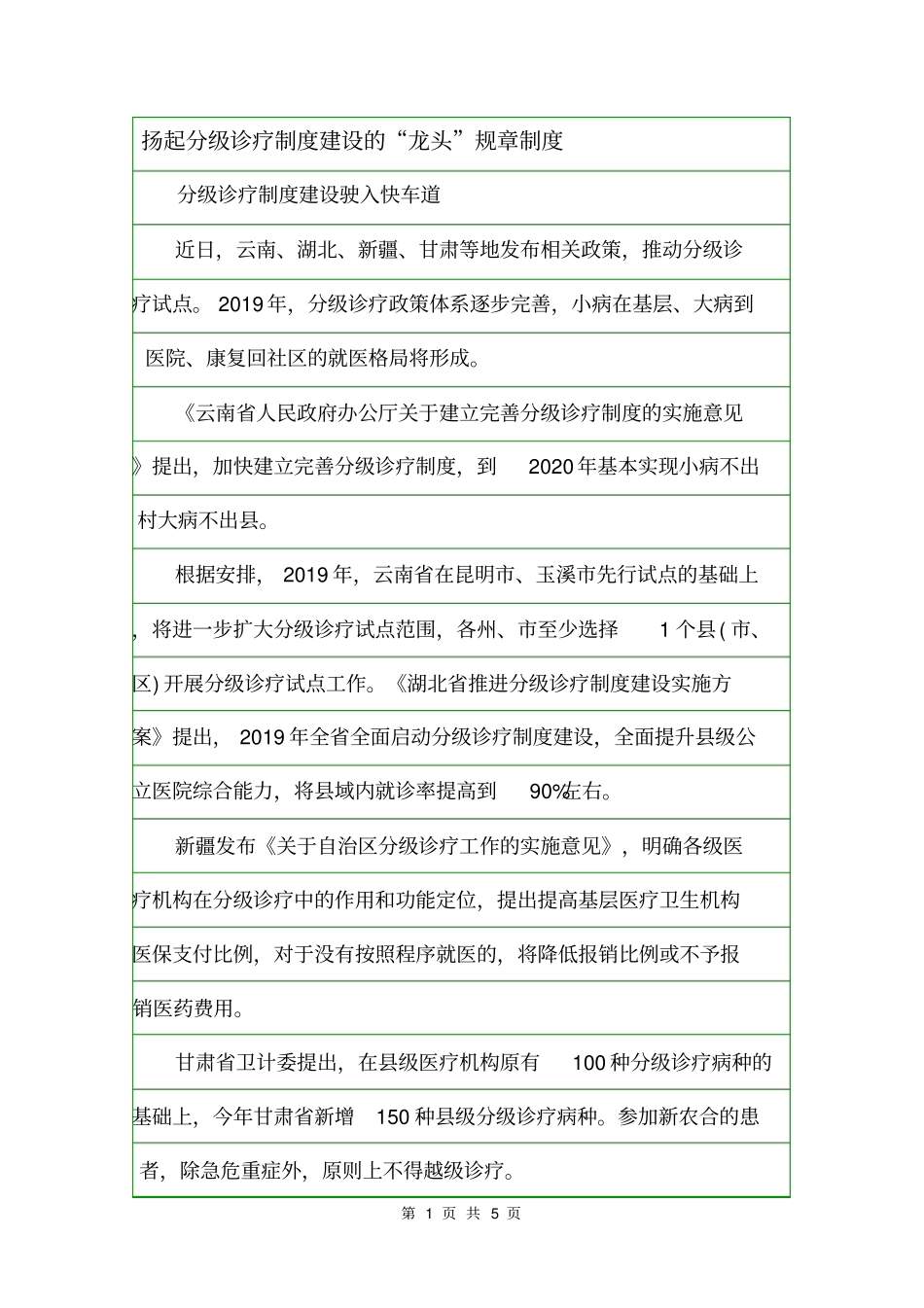 扬起分级诊疗制度建设的龙头规章制度_第1页