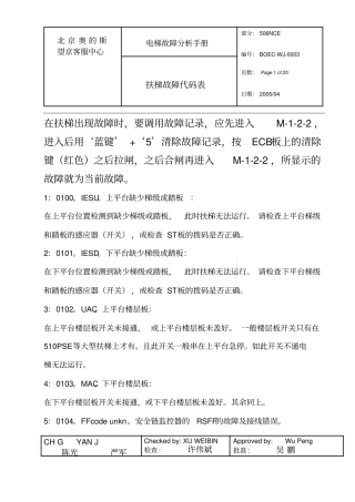 扶梯故障代码表修订版