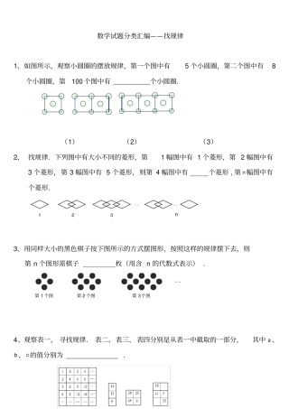 找规律试题几道经典题目含答案
