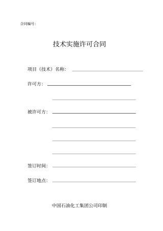 技术实施许可合同