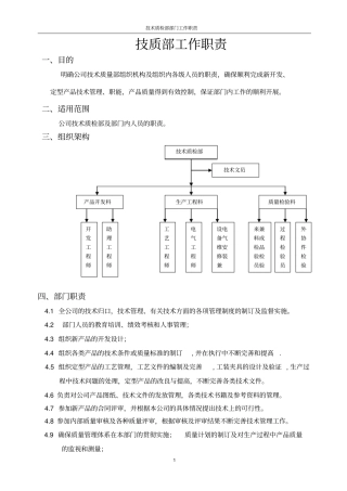 技术质检部各岗位工作职责