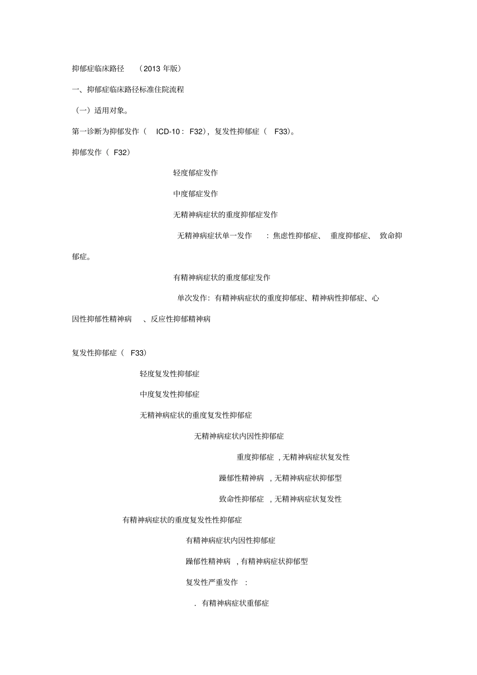 抑郁症临床路径_第1页