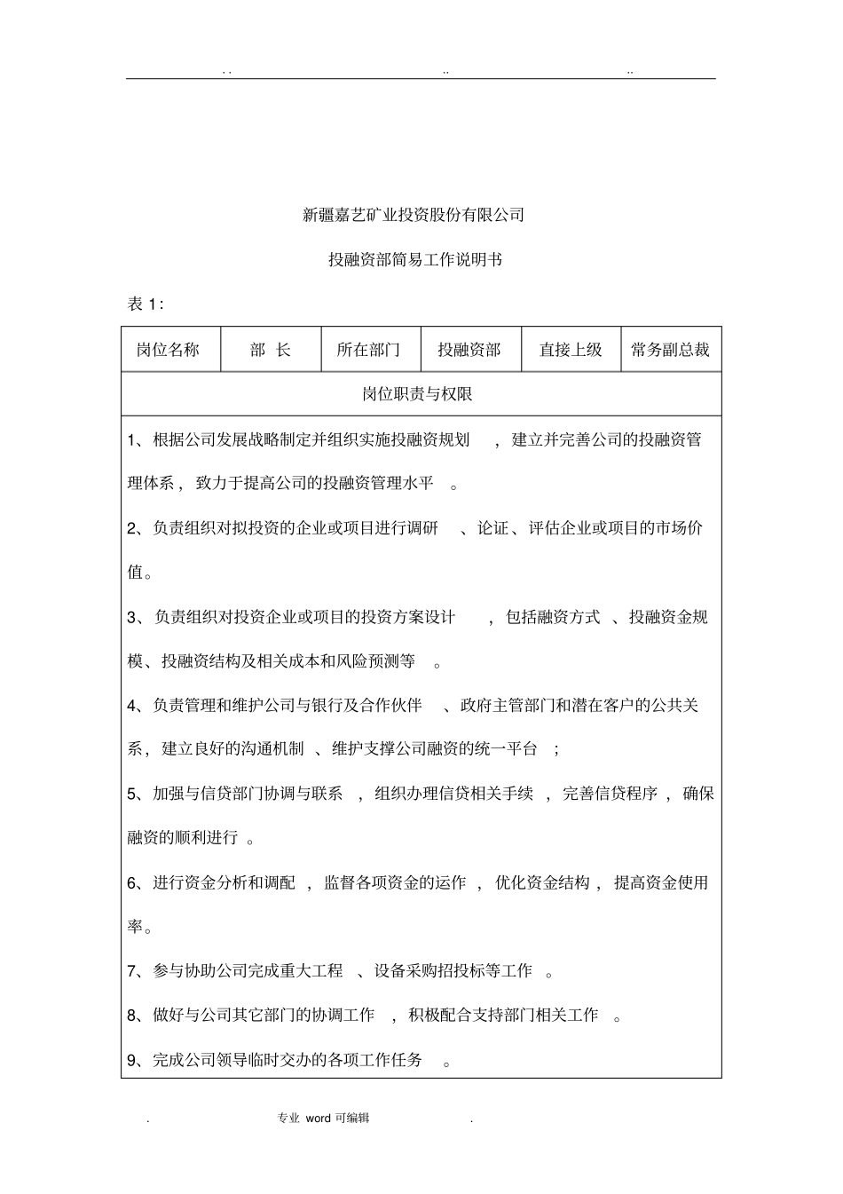 投融资岗位职责说明_第2页