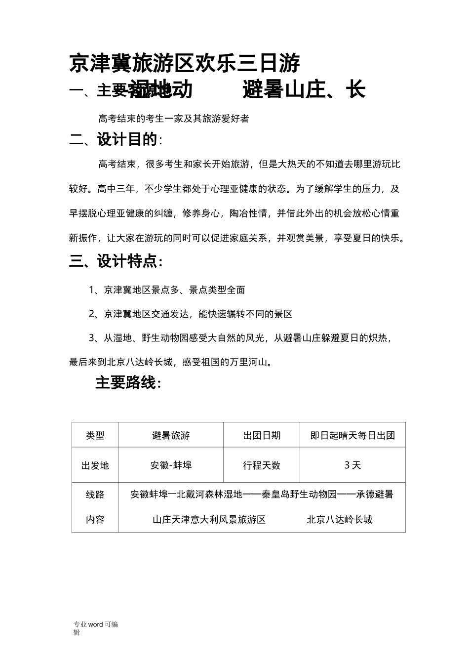 旅游线路设计方案_第1页