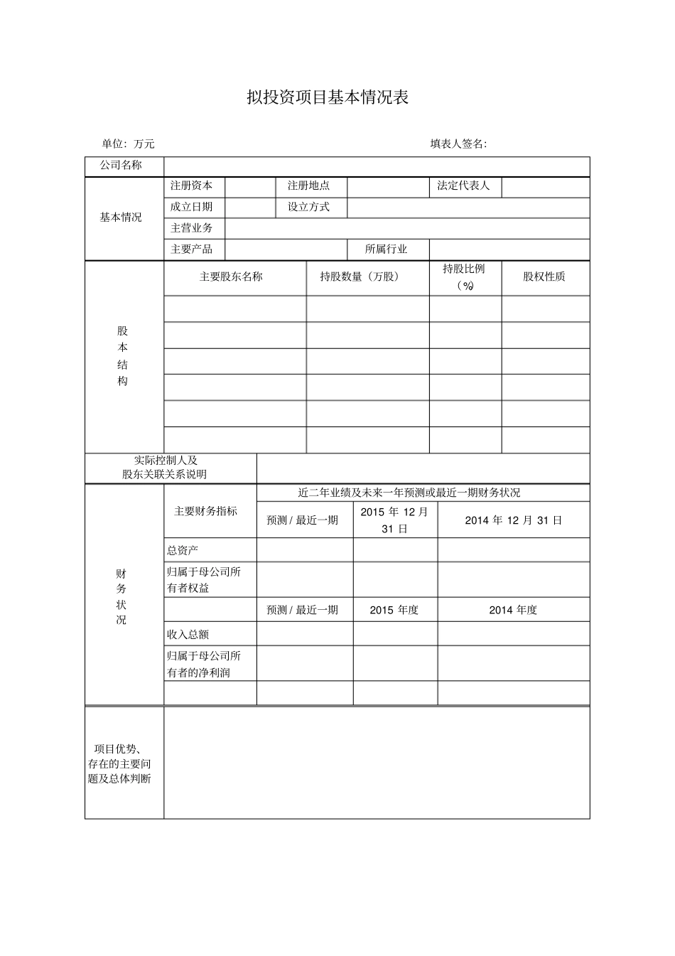 投资项目立项申请表_第2页