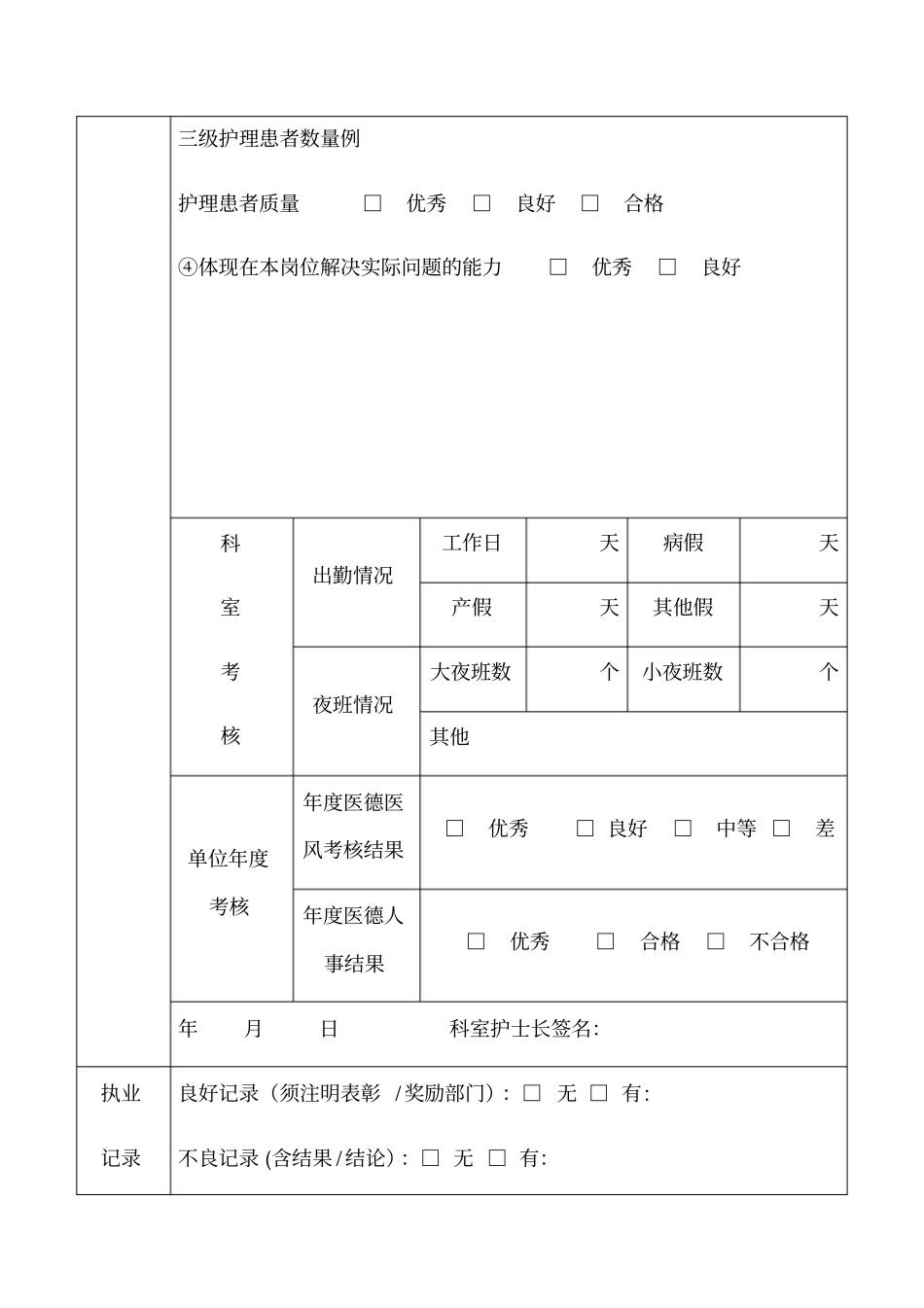 护士定期考核表1_第3页