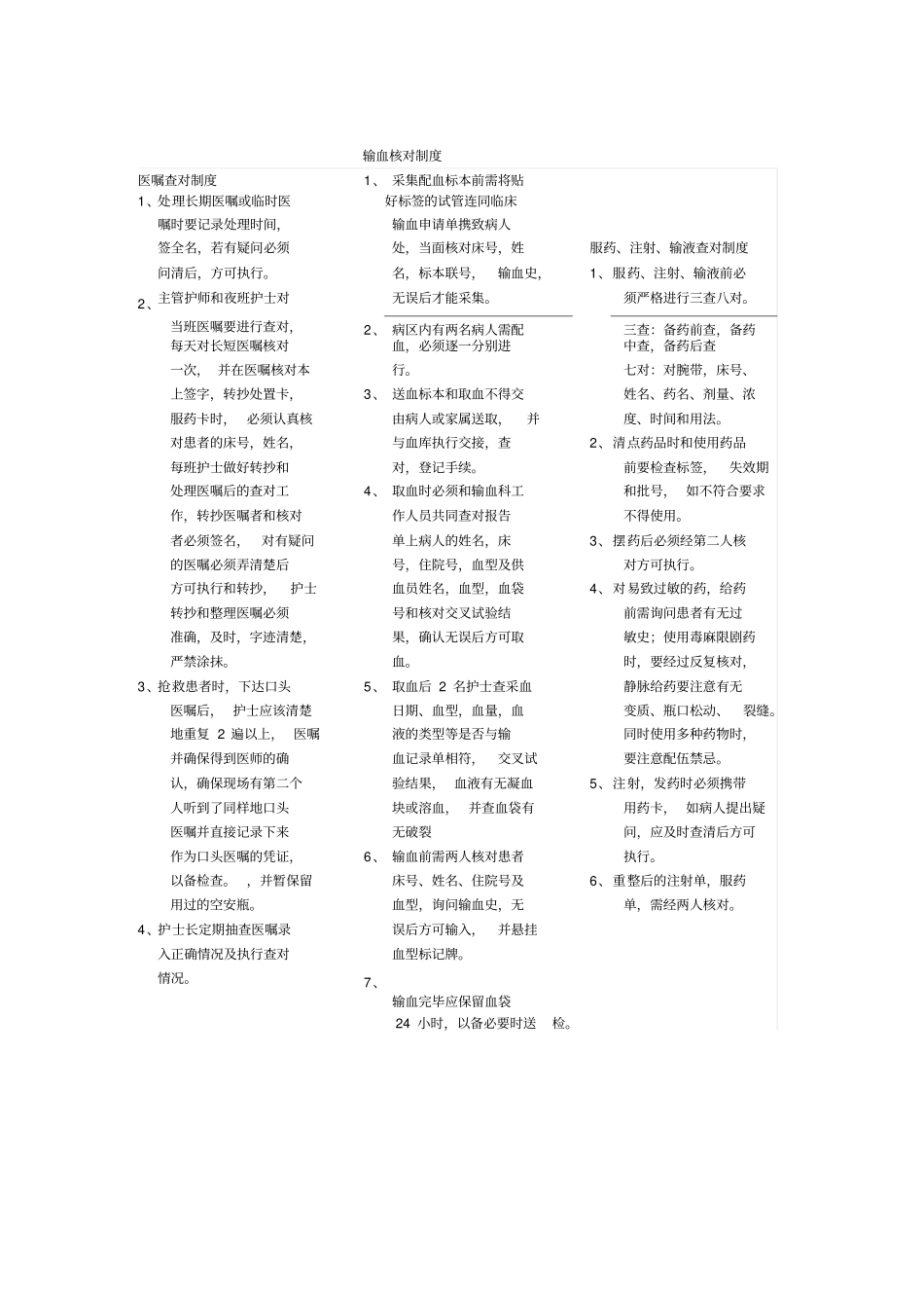 护士核心制度及应急预案_第1页