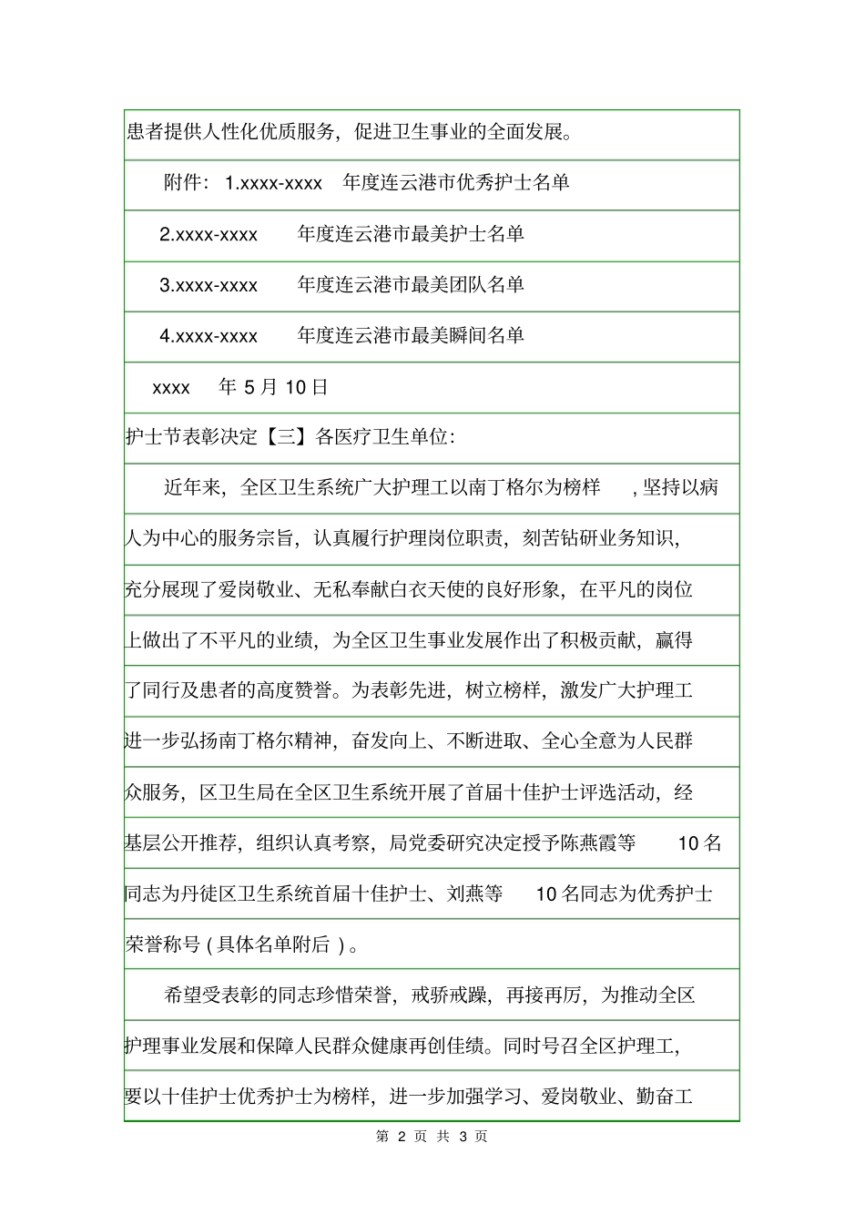 护士节表彰决定决定_第2页