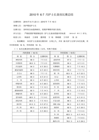 护士长查房比赛总结