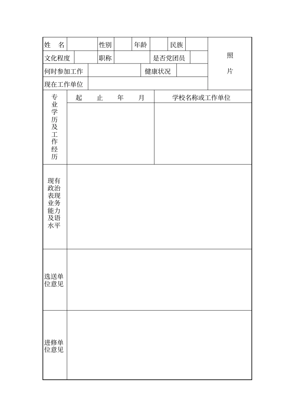 护理人员进修申请表_第2页