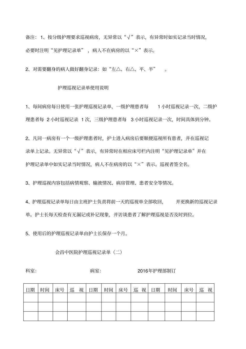 护理巡视记录单_第2页