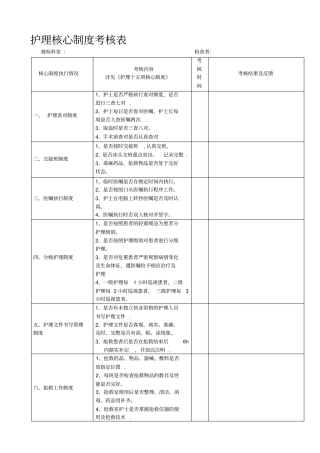 护理核心制度考核表20766
