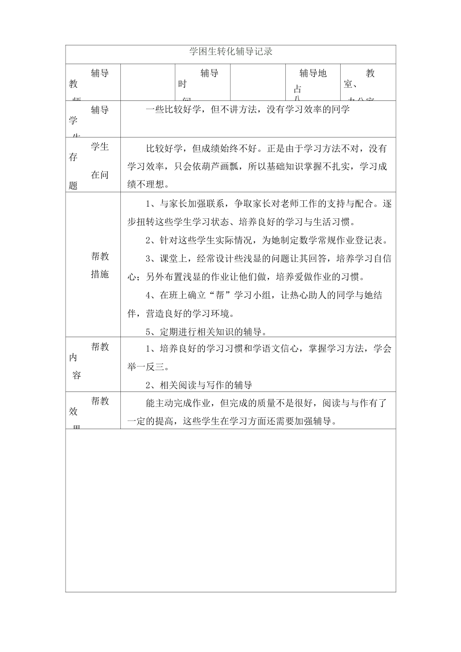 学困生转化辅导记录模版_第2页