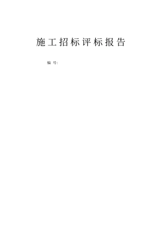 招标评标报告范本