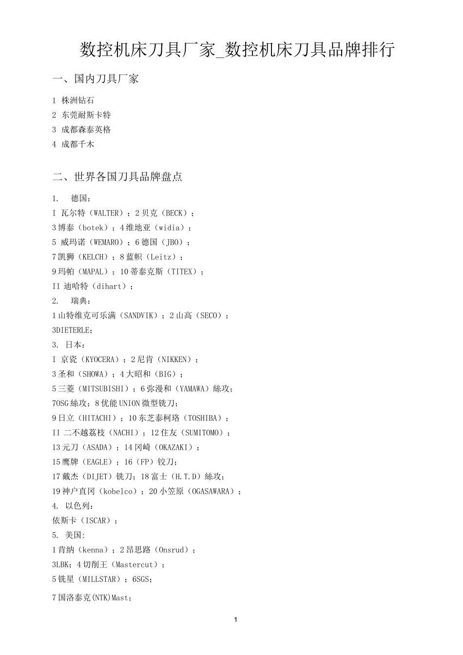 国产数控刀具品牌大全_第1页