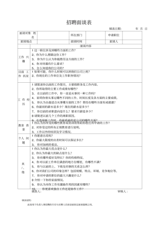 招聘面谈表样本