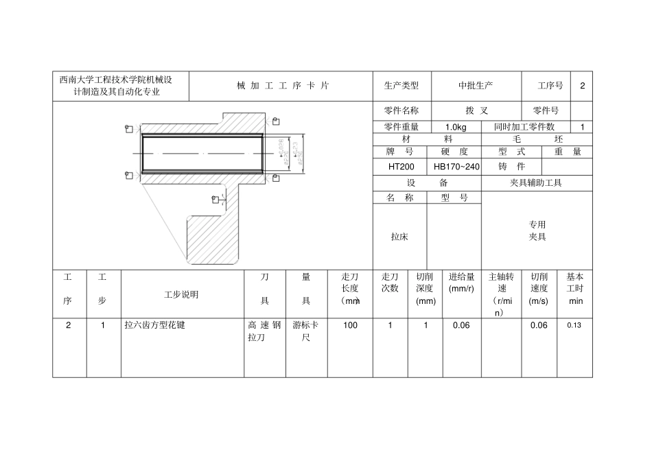 拨叉工序卡片_第2页