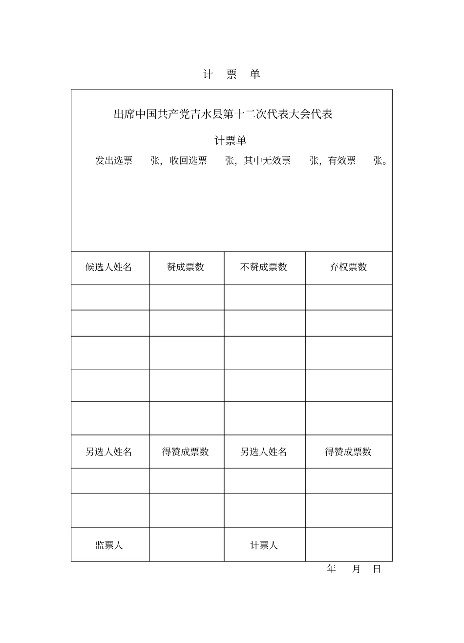 换届选举计票单_第1页