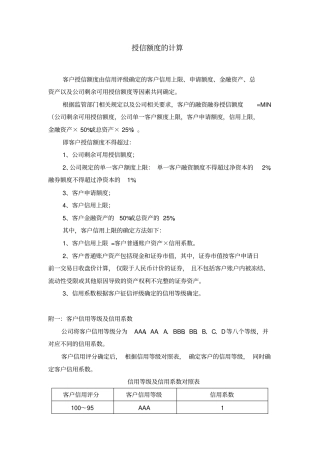 授信额度计算方法