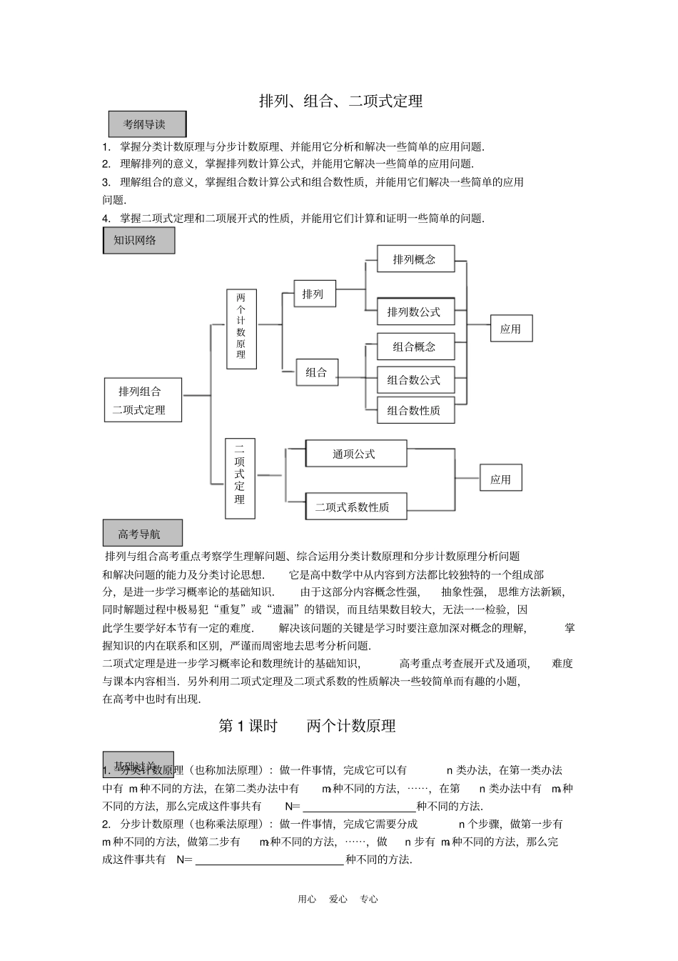 排列组合二项式定理专题复习_第1页