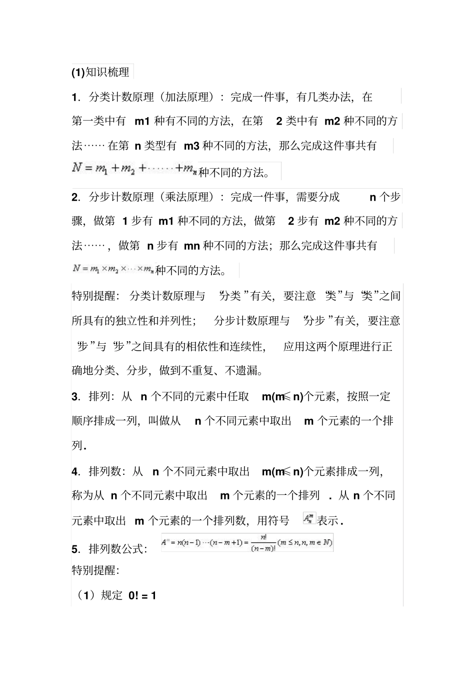 排列组合知识总结+经典题型_第1页