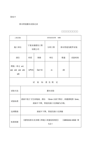 排水管道灌水试验