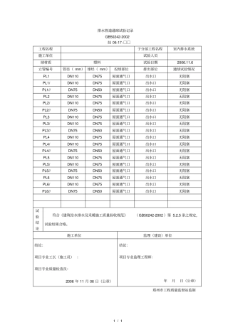 排水管道通球试验记录