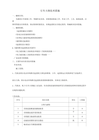 行车大修技术措施