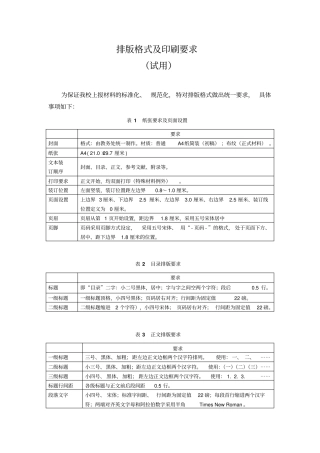 排版格式及印刷要求