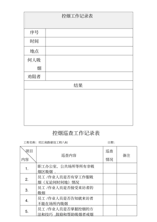 控烟工作记录表