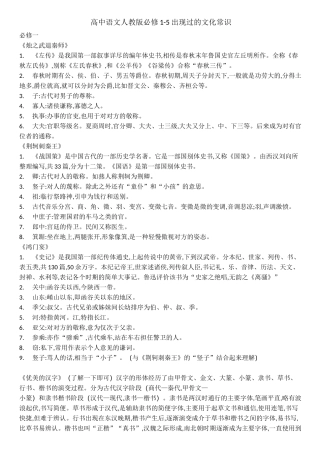 高中语文必修一至五文化常识