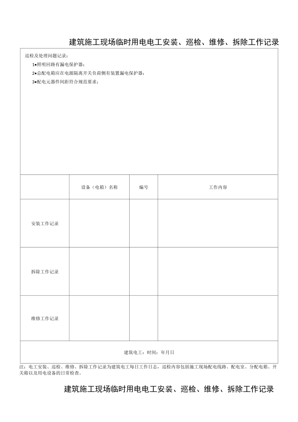 电工巡查记录表_第2页