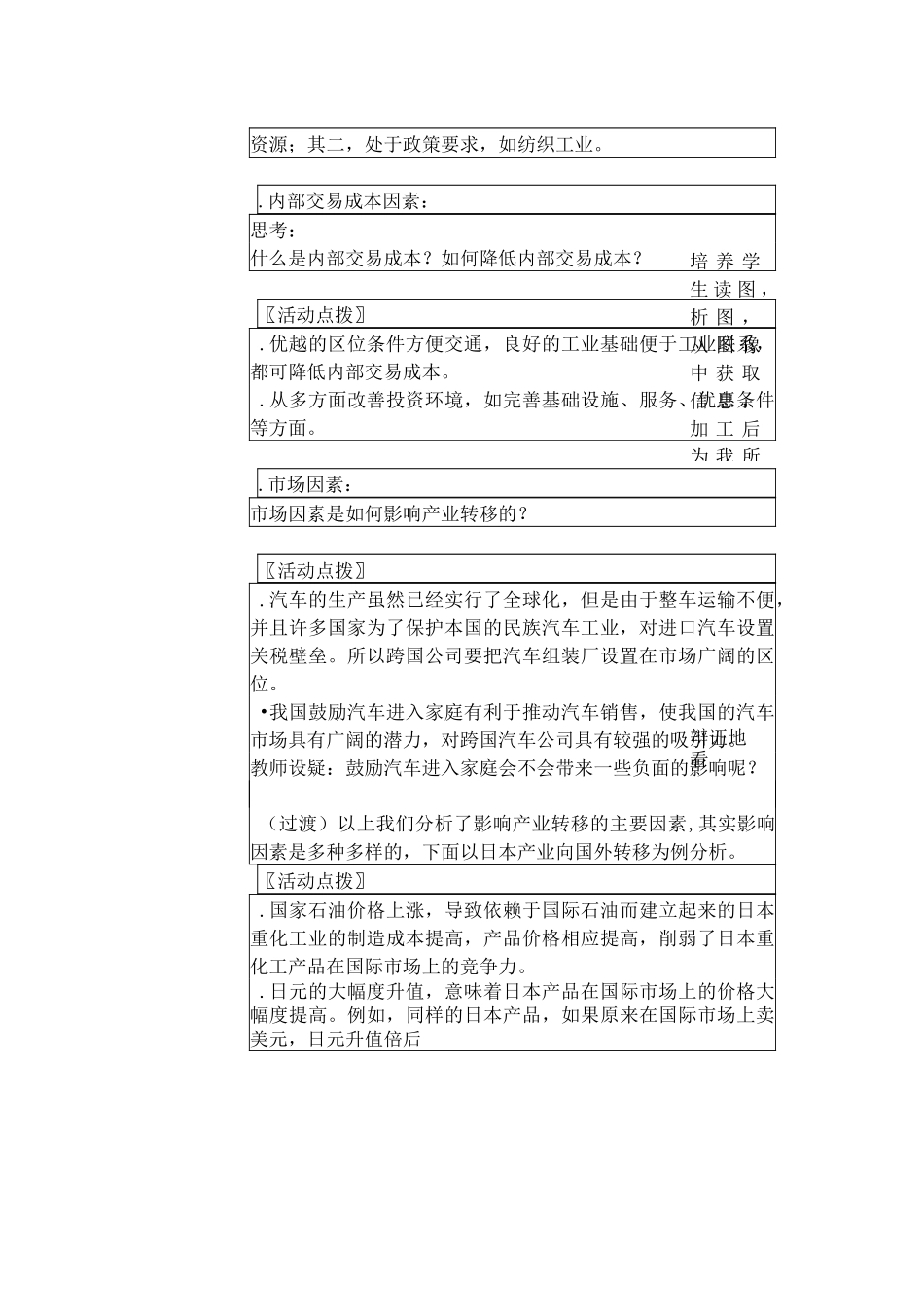 高中地理《产业转移》教学设计_第3页