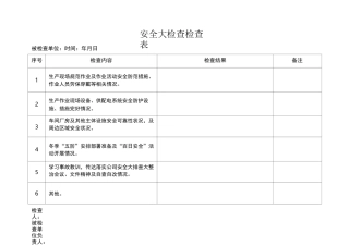 大排查大整治检查表