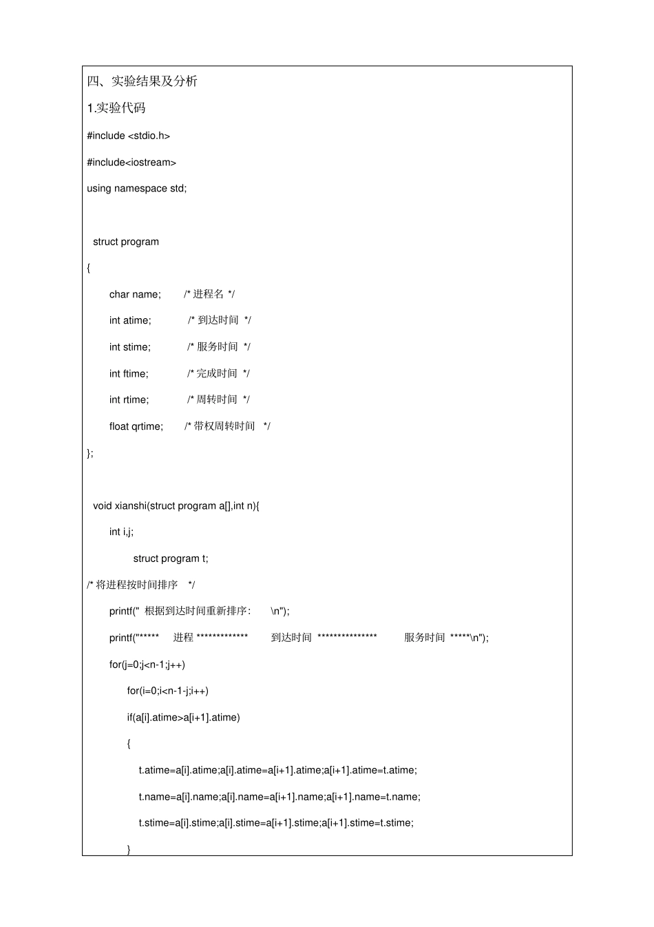 操作系统C-进程调度算法试验报告_第3页