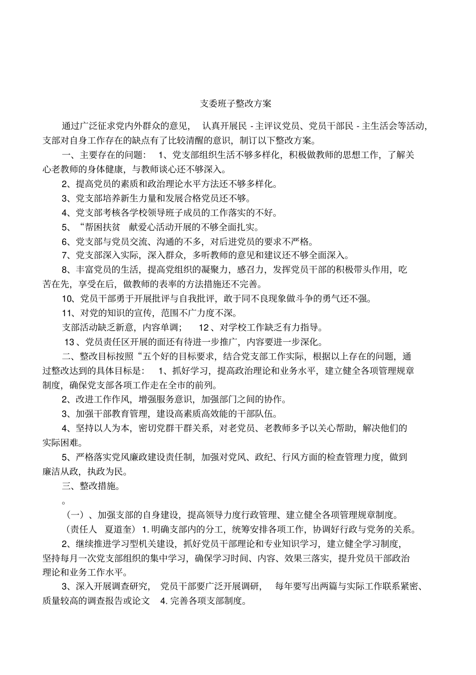 支委班子整改方案_第1页