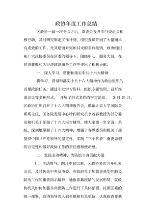 政协年工作总结