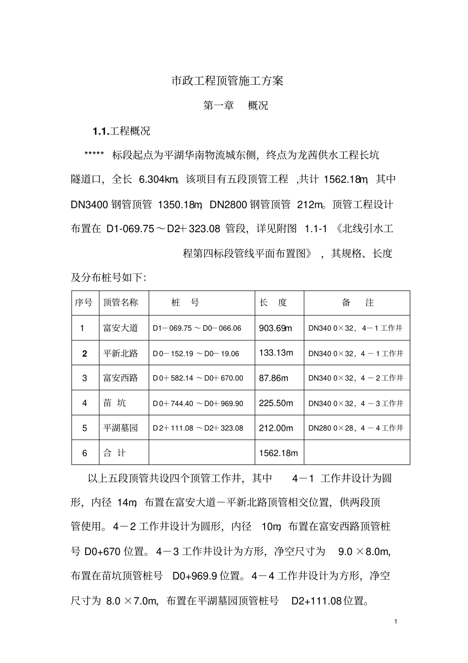 政工程顶管施工方案_第1页