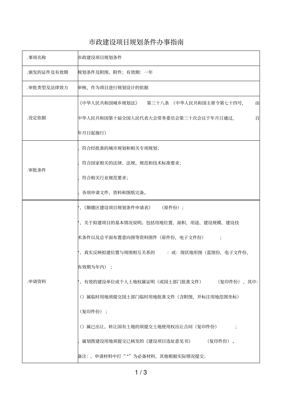 政建设项目规划条件办事指引_第1页