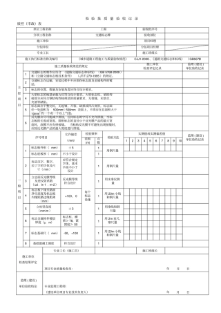 政标志标牌检验批质量验收记录