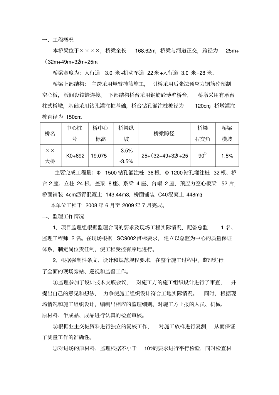 政桥梁工程监理评价报告_第2页