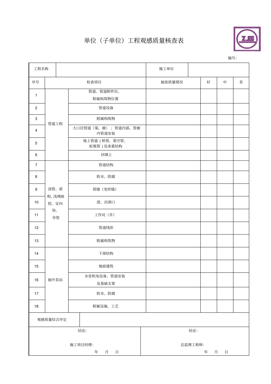 政给排水管道工程检验批质量验收记录表_第3页