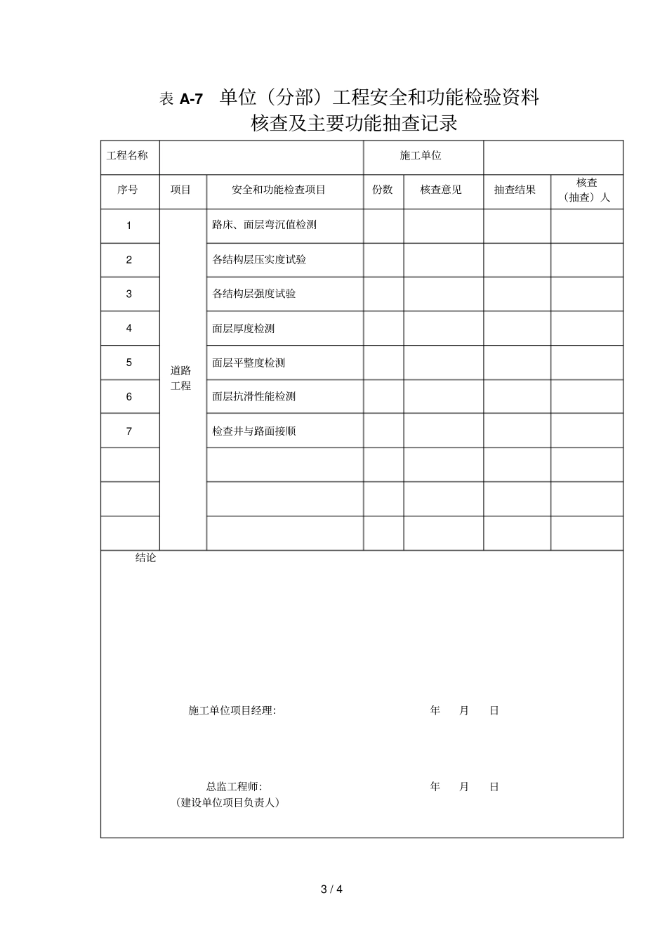 政道路工程单位工程质量验收记录_第3页